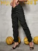 Pantalon Cargo Chic froncé avec cordon de serrage en V pour femme, vêtement de rue, couleur unie, style Hip Hop, fuselé, 2023, 240304