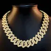 20 mm män Hip Hop Chain Necklace Pave Seting Rhinestone Man Hiphop Iced Out Bling Rhombus Cuban Chains Fashion Jewelry1234R