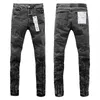 Nuovi jeans viola di marca Jeans neri con stampa albero di cocco americano High Street