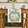 Bordduk Garland eukalyptus Happy Easter Linen Runner Decor Seasonal Spring Dresser Scarf Kitchen Dining