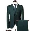 スーツのブレザーセット男性用のスーツ（ジャケット +ベスト +パンツ）3ピースセットソリッドビジネスカジュアルスリムフィットフォーマルドレスGroom Tuxedo Wedding