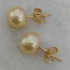 Elegant Ett par 8-9 mm naturliga South Sea Gold Pearl Earrings 14k Gold277n