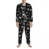Men's Sleepwear Gothic Vampire Pajama Sets Retro Print Romantic Womens Long Sleeve Loose Daily 2 Pieces Home Suit Plus Size