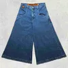 JNCO femmes Hip Hop dessin animé kangourou graphique brodé rétro bleu Baggy jean nouveau gothique taille haute pantalon large