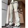 Erkekler için dumanlı gri kot pantolon gündelik ve çok yönlü Amerikan vibe pantolonları yüksek sokak ince fit elastik mikro alevlendi uzun