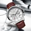 Zegarki męskie lige marka luksusowy swobodny skórzany kwarc męski zegarek biznesowy