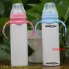 USA Local Warehouse Sublimation 8oz Babyflasche mit Deckel Silikon Nippel Strohhalme Rohlinge Edelstahl doppelwandig isoliert Kid359f