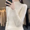 100 Pure Norek Cashmere Swater Women Half Turtleeck Slim Pit Strip Knitted Fashion Top Spring Autumn Zima Zużycie 240229