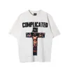 Saint Michael Co Cross Print High Street American Casual Loose Cortile Par Kort ärm T-shirt