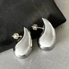 Stud Earrings 925 Sterling Silver Waterdrop Shape Chunky Thick Dome For Women Vintage Fine Jewelry