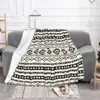 Filtar bohemian aztec svart på grädde blandade motiv filt flanell dekoration super varmt kast för säng soffa plysch tunn quilt245g