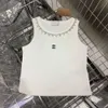 2024SS Summer Women Top Top Designer gilet Diamond Round Necks Lettera di ricambio grafica Soludo Soludo di cotone Sleeletta di cotone