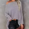 Frauen Pullover Herbst Fledermaus Langarm Gestrickte Pullover Frauen Lose Oansatz Pullover Winter Casual Sexy Slash Neck