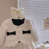 Filles Boutique tenues vêtements d'hiver ensemble costume vintage 110 ans enfants princesse enfant 2 pièces jupe manteau tenue en tweed doux 240307