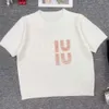 2024SS MM 여성 T 셔츠 디자이너 Tshirts 여성 패션 편지 그래픽 티 니트 스웨터 풀오버 짧은 슬리브 탑