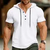 T-shirts pour hommes col à capuche hommes printemps été à manches courtes en vrac dessus respirants sport Fitness hommes vêtements décontracté solide t-shirts