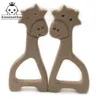 10pcs Safe Kara Teething Baby Teether Cute antlers Design Wooden Ring Animal Shape Toy handmade wooden teether-giraffe teether 240307