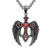 Pendant Necklaces MIQIAO Stainless Steel Titanium Red Zircon Gothic Eagle Vintage Collar Chains Necklace For Men Women Jewelry Gif302t