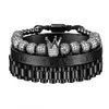 3 pçs luxo micro pave cz coroa numeral romano pulseira relógio banda de aço inoxidável caras rollie macrame pulseiras masculino jóias 240226