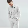 Ternos masculinos verdes claros, ternos de casamento com lapela entalhada, moda noivo, roupa formal, slim fit, jaqueta + calça + colete, fantasia