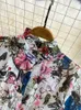 Casual Dresses New Summer Runway Flower Butterfly Shirt Dress for Women's Short Sleeve With Belt Vintage Print Beach Party Midi Vestidos 2024