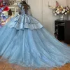 Quinceanera-Kleid 2024, lange Ärmel, Prinzessin, Abschlussball, Ballkleid, süßes 16. XV.-Jahre altes Miss-Geburtstagsfestzug-mexikanisches Kleid