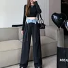 Calça de calça de jeans feminina de cintura alta para mulheres com bolsos retos pernas femininas harajuku moda hippie no verão