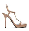 Verão Luxo Medusai 95 Sandálias De Couro De Patente Sapatos Mulheres Gold-Tom Hardware Fivela Ankle Strap Salto Alto Senhora Festa Casamento Sandalias Com Caixa