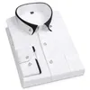 Voor Heren Zakelijke Overhemden Mannelijk Formeel Button-Down Sociale Kraag Camisa Sociale Elastisch Anti-rimpel Casual Heren Overhemd Zak 240307