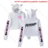 Sweatshirts Cool Yungblud Hoodies for Women 4 Colors Girls Cat Ear Style Pink Pullovers Female Cat Crop Top Sweatshirt Harajuku Streetwear