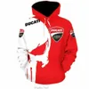 Vår- och hösten Motorcykelbil Mini Ducati Hoodie 3D Tryckt Street Mens Womens Zippered Pullover Harajuku Street Fashion Top