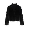 Knitted Rabbit For Women, Imitation Splicing Black High-End Long Sleeved Short Coat, Fur Coat 307749