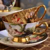 Retro European Style Coffee Cup Set Porcelain Tea Luxurious Bone China Chinese Ceramic Shop Wedding Decoration 240301