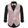 Coletes masculinos moda mens lantejoulas colete formal terno de negócios colete casamento boate sem mangas botão tops masculino brilhante glitter