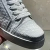Casual Shoes Luxury Low Top Men Trainers Spiked White Stone Snake äkta läder Silvernitar Flats Sneakers Driving Footwear