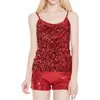 Canottiere Canotte Top con paillettes da donna Senza maniche Glitter Canotta Canotta Cinghie regolabili Canotta quotidiana Abbigliamento donna di marca 2 A Tee