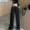 Calça de calça de jeans feminina de cintura alta para mulheres com bolsos retos pernas femininas harajuku moda hippie no verão