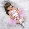 55cm NPK bebe doll reborn toddler girl pink princess baty toy very soft full body silicone girl doll 240226