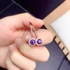 Dangle Earrings Fine Jewelry 925 Pure Silver Chinese Style Natural Iolite Girl Luxury Simple Round Gem Eardrop Support Detectio