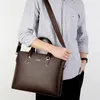 Luxe Koe Lederen Zakelijke Heren Aktetas Hoge Capaciteit Mannelijke Schoudertas Mannen Messenger Bag Tote Computer Tassen 240306