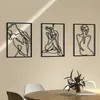 3 Stück Metall-Wandskulpturen, minimalistische abstrakte Frau, Wandkunst, Linienzeichnung, Wanddekoration, Einzellinie, hängende Wanddekoration, 240304