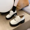 Dress Shoes 2024 Spring British Style Women's Lace Up Thick Sole Small Leather Lock Buckle High Heel Cake Lefu