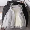 Erkekler zip-up hoodies kalın polar kapüşonlu sweatshirt harajuku termal gömlek kazak rahat kazak ceket adam giyim sokak kıyafetleri 240219