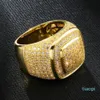 Jóias personalizadas ouro branco banhado a ouro masculino diamante congelado homem anéis de noivado de casamento anel mindinho quadrado para presentes masculinos for307e