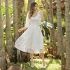 Abiti da festa Estate Donna Abito bianco Vacanza Casual Vita alta Lace Up Scava fuori Nodo Increspato Midi A-Line Fronzoli Vestido Rosa