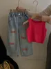 Pull tricoté pour enfants, gilet de printemps pour enfants, gilet pour filles, serviette avec lettres brodées, pantalon à jambes larges, Z7063, 2024