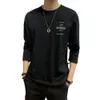 Men Autumn Tshirt Long Sleeves O Neck Loose Simple Style Pullover Warm Casual Solid Color Shirt for Daily Wear 240226