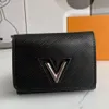 2022 V LOCK COIN PRES Short Wallet Bag Bag Bag Silver Metal Credit Card Package Leather Wallets277a