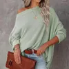 Frauen Pullover Herbst Fledermaus Langarm Gestrickte Pullover Frauen Lose Oansatz Pullover Winter Casual Sexy Slash Neck