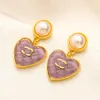 20style 18K plaqué or marque de créateur boucle d'oreille lettre oreille Stud femmes mode poulet coeur pendentif boucles d'oreilles fête cadeau bijoux accessoires cadeaux